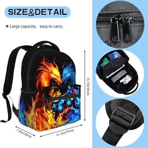 School Boys Backpack Ages 8-10 Abstract Dragon Backpack Fire Bookbag Water Resistant Bag Travel Hiking Camping Daypack For Kids Teens Boys Girls in Saudi Arabia