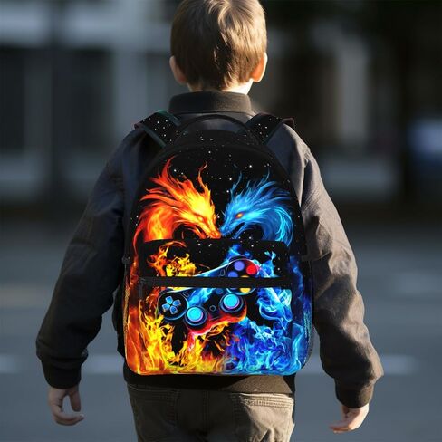 School Boys Backpack Ages 8-10 Abstract Dragon Backpack Fire Bookbag Water Resistant Bag Travel Hiking Camping Daypack For Kids Teens Boys Girls in Saudi Arabia