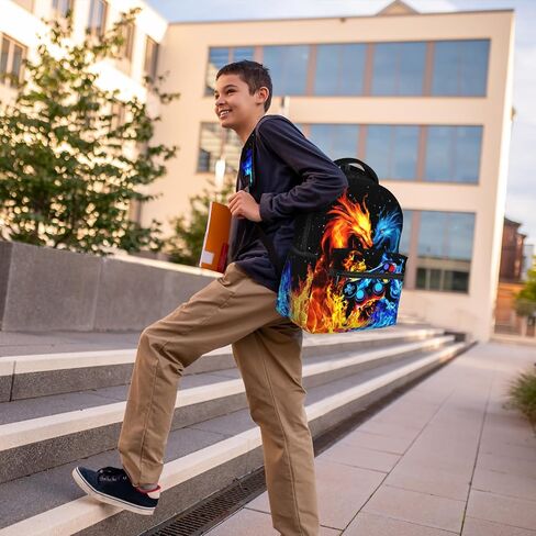 School Boys Backpack Ages 8-10 Abstract Dragon Backpack Fire Bookbag Water Resistant Bag Travel Hiking Camping Daypack For Kids Teens Boys Girls in Saudi Arabia