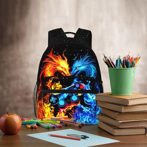 School Boys Backpack Ages 8-10 Abstract Dragon Backpack Fire Bookbag Water Resistant Bag Travel Hiking Camping Daypack For Kids Teens Boys Girls in Saudi Arabia