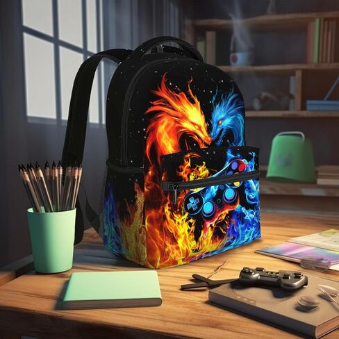 School Boys Backpack Ages 8-10 Abstract Dragon Backpack Fire Bookbag Water Resistant Bag Travel Hiking Camping Daypack For Kids Teens Boys Girls in Saudi Arabia