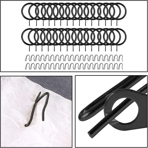 30 Pieces Metal Drapery Curtain Rings Curtain Hanging Rings and 40 Pieces Metal Curtain Hooks Drapery Hook Pins 30mm Internal Diameter Silver Curtain Drape Sliding Eyelet Rings in Saudi Arabia