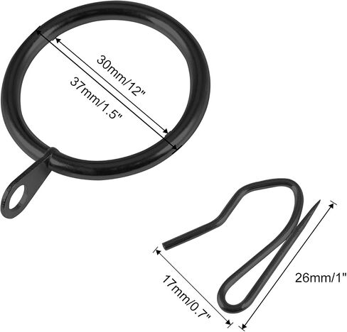 30 Pieces Metal Drapery Curtain Rings Curtain Hanging Rings and 40 Pieces Metal Curtain Hooks Drapery Hook Pins 30mm Internal Diameter Silver Curtain Drape Sliding Eyelet Rings in Saudi Arabia