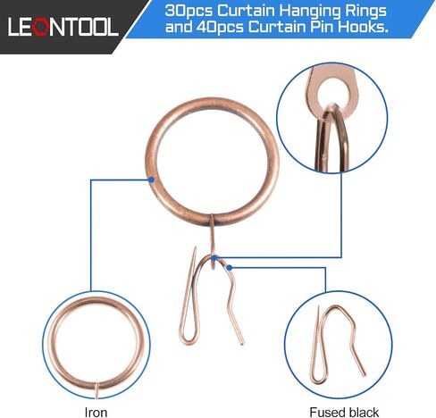 30 Pieces Metal Drapery Curtain Rings Curtain Hanging Rings and 40 Pieces Metal Curtain Hooks Drapery Hook Pins 30mm Internal Diameter Silver Curtain Drape Sliding Eyelet Rings in Saudi Arabia