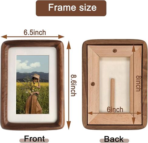 6X8 Natural Wood Picture Frames,Tabletop Wooden Photo Frame with Mat,Display Pictures 5x7 with Mat or 6x8 Without Mat,Vertical or Horizontal Display,Walnut in Saudi Arabia