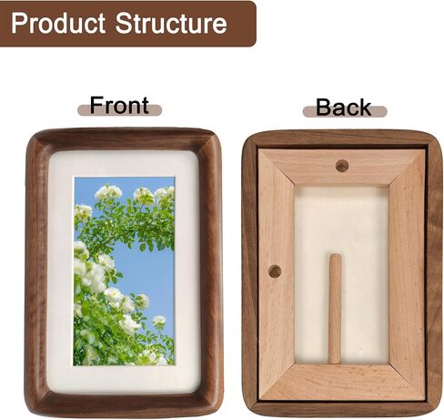 6X8 Natural Wood Picture Frames,Tabletop Wooden Photo Frame with Mat,Display Pictures 5x7 with Mat or 6x8 Without Mat,Vertical or Horizontal Display,Walnut in Saudi Arabia