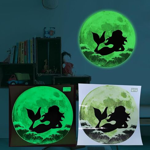 Glow in The Dark Moon and Creative Mermaid for Wall Stickers,Glow in The Dark Stars Wall Decals for Ceiling,Great for Girls Boys Bedroom or Party Birthday Gift in Saudi Arabia