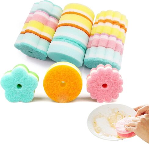 Individually Wrapped Sponge, Kitchen Dishwashing Sponge Multi-Purpose Mesh Net Scouring Pad, Odor-Free Sponge Wipes Suitable for Travel Apartments Household Cleaning (Multicolor Sponge) in Saudi Arabia
