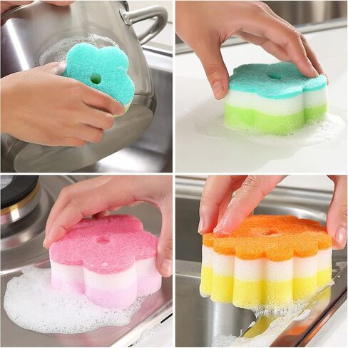 Individually Wrapped Sponge, Kitchen Dishwashing Sponge Multi-Purpose Mesh Net Scouring Pad, Odor-Free Sponge Wipes Suitable for Travel Apartments Household Cleaning (Multicolor Sponge) in Saudi Arabia
