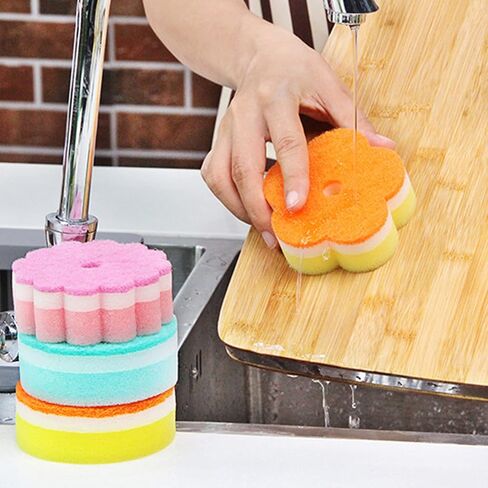 Individually Wrapped Sponge, Kitchen Dishwashing Sponge Multi-Purpose Mesh Net Scouring Pad, Odor-Free Sponge Wipes Suitable for Travel Apartments Household Cleaning (Multicolor Sponge) in Saudi Arabia