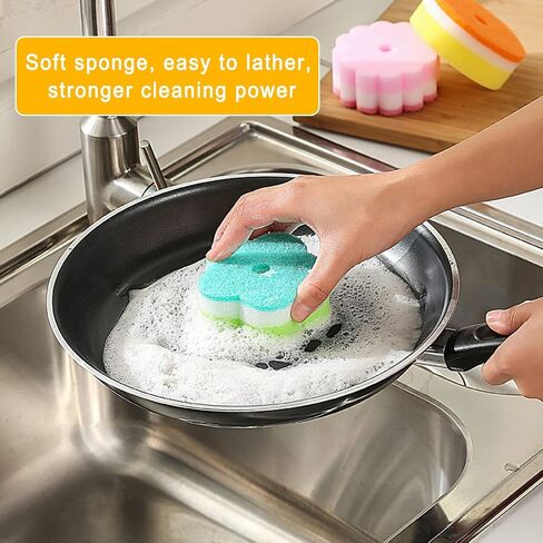 Individually Wrapped Sponge, Kitchen Dishwashing Sponge Multi-Purpose Mesh Net Scouring Pad, Odor-Free Sponge Wipes Suitable for Travel Apartments Household Cleaning (Multicolor Sponge) in Saudi Arabia