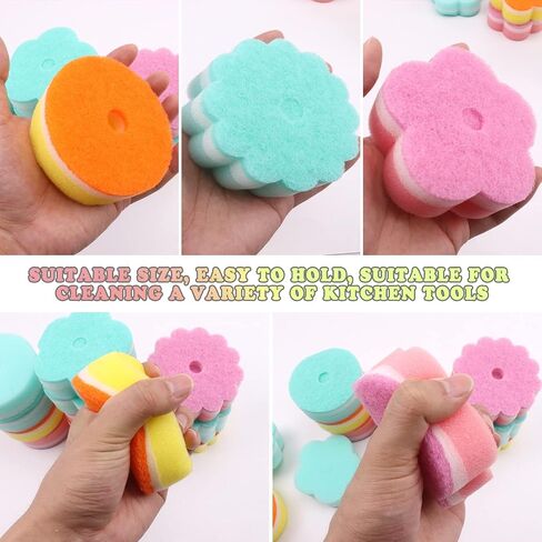 Individually Wrapped Sponge, Kitchen Dishwashing Sponge Multi-Purpose Mesh Net Scouring Pad, Odor-Free Sponge Wipes Suitable for Travel Apartments Household Cleaning (Multicolor Sponge) in Saudi Arabia