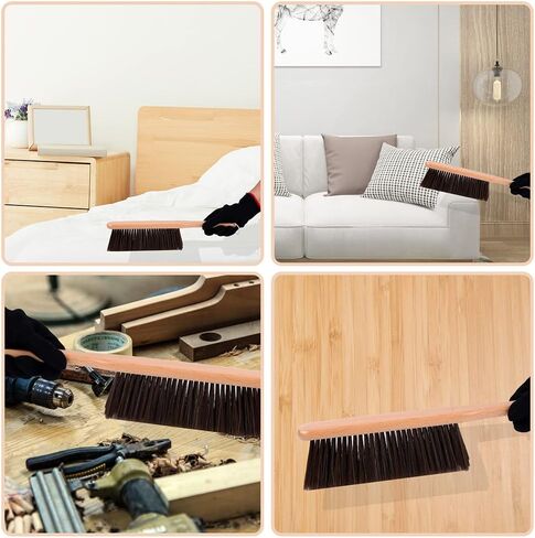 فرشاة بمقبض خشبي طويل مقاس 14.8 بوصة، فرشاة للمدفأة، فرشاة غبار بشعيرات ناعمة لسرير الأريكة، ورشة عمل مرتبة، تنظيف الأعمال الخشبية in Kuwait