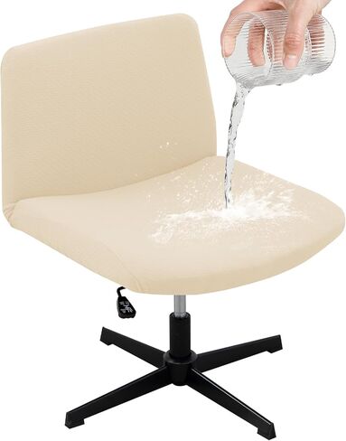 غطاء كرسي مكتب منزلي بدون ذراع مقاوم للماء 310 جرامًا للمتر المربع من OKYUK، غطاء كرسي مكتب منزلي بدون ذراع، 100% قماش مقاوم للماء حديث متوسط ​​الظهر غطاء كرسي واسع مقعد الكمبيوتر غطاء كرسي الغرور للمنزل (أسود) in Kuwait