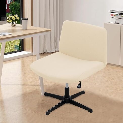 غطاء كرسي مكتب منزلي بدون ذراع مقاوم للماء 310 جرامًا للمتر المربع من OKYUK، غطاء كرسي مكتب منزلي بدون ذراع، 100% قماش مقاوم للماء حديث متوسط ​​الظهر غطاء كرسي واسع مقعد الكمبيوتر غطاء كرسي الغرور للمنزل (أسود) in Kuwait