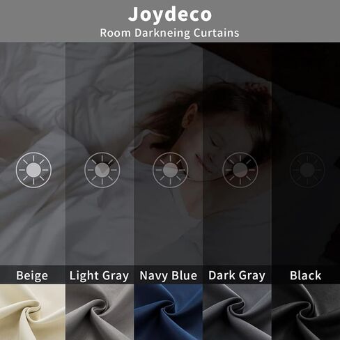Joydeco ستائر تعتيم سوداء بطول 96 بوصة، ستائر معتمة بطول 96 بوصة مكونة من لوحتين لغرفة النوم، ستائر تعتيم الغرفة وستائر لنافذة غرفة المعيشة (عرض 52 × طول 96 بوصة، أسود) in Kuwait