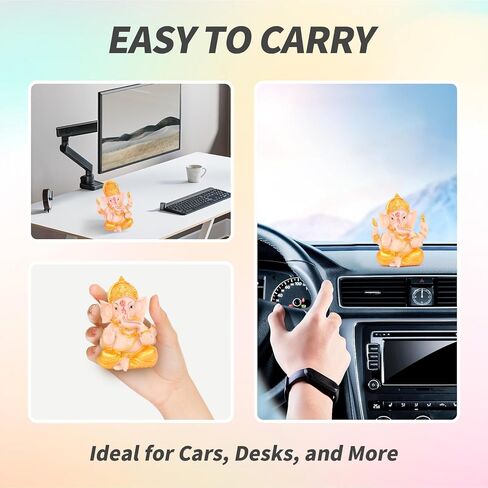 1 حزمة غانيش أيدول للوحة قيادة السيارة غانيش أيدول هندو غانيشا تماثيل الفيل إله فنغ شوي لاكي الفيل تمثال هووسورمينغ تهنئة هدية صغيرة لغرفة التأمل معبد المذبح in Kuwait