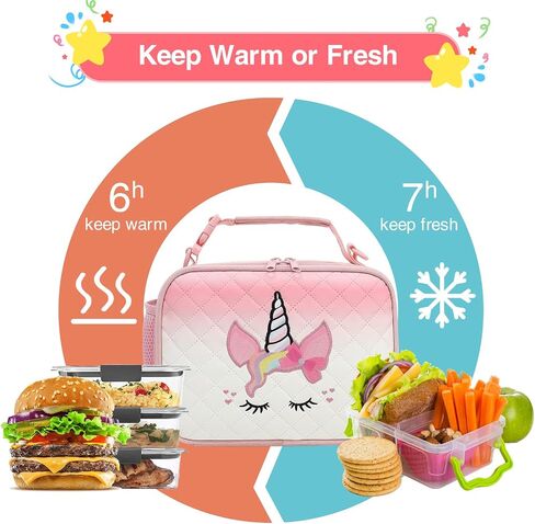 Beaulyn Girls Lunch bag-Lunch Box Kids Durable Water-Resistant Insulated Cool Lunch Bag for Girls Kids Toddlers Teens School Gifts in Saudi Arabia