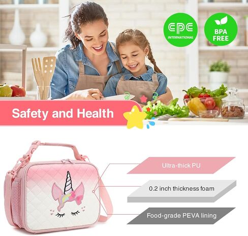 Beaulyn Girls Lunch bag-Lunch Box Kids Durable Water-Resistant Insulated Cool Lunch Bag for Girls Kids Toddlers Teens School Gifts in Saudi Arabia