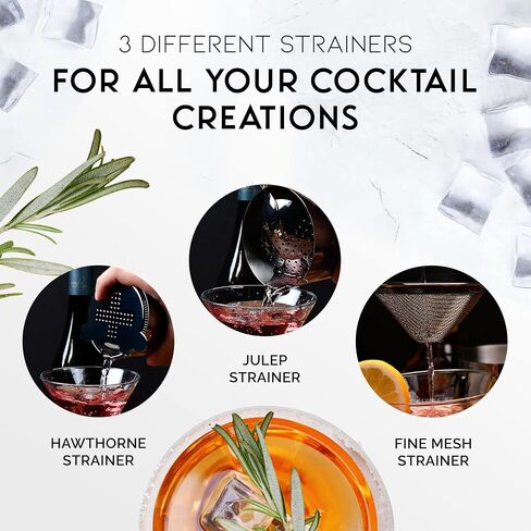 Cocktail Shaker Set 18 Piece, Mixology Equipment, All-in-One Cocktail Set, Drink Shaker, Strainers and Essential Bar Tools, Bar Set for Beginner & Professional Use, Gold - WinterCastle Enterprises in Saudi Arabia