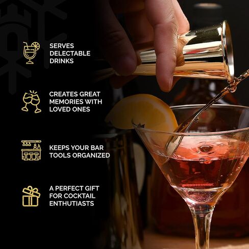 Cocktail Shaker Set 18 Piece, Mixology Equipment, All-in-One Cocktail Set, Drink Shaker, Strainers and Essential Bar Tools, Bar Set for Beginner & Professional Use, Gold - WinterCastle Enterprises in Saudi Arabia