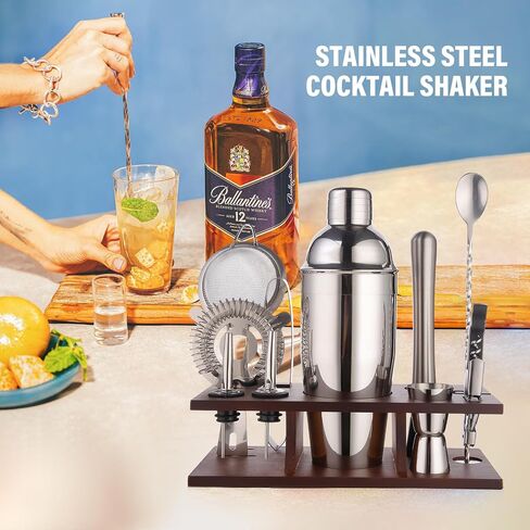 Cocktail Shaker,Cocktail Shaker Set, 11-Piece Boston Stainless Steel Bartender Kit,Professional Bar Tools for Drink Mixing, Home, Bar, Party (18 OZ) in Saudi Arabia