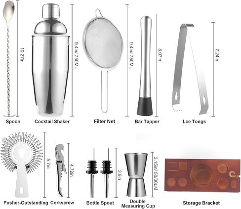 Cocktail Shaker,Cocktail Shaker Set, 11-Piece Boston Stainless Steel Bartender Kit,Professional Bar Tools for Drink Mixing, Home, Bar, Party (18 OZ) in Saudi Arabia