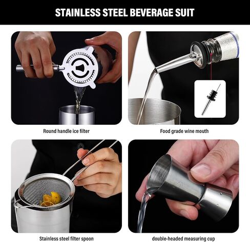 Cocktail Shaker,Cocktail Shaker Set, 11-Piece Boston Stainless Steel Bartender Kit,Professional Bar Tools for Drink Mixing, Home, Bar, Party (18 OZ) in Saudi Arabia