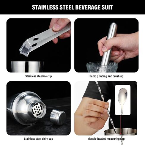 Cocktail Shaker,Cocktail Shaker Set, 11-Piece Boston Stainless Steel Bartender Kit,Professional Bar Tools for Drink Mixing, Home, Bar, Party (18 OZ) in Saudi Arabia