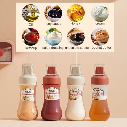 2-Pack Porous Condiment Squeeze Bottles, Leak Proof Refillable Condiment Container with Lip, Salad Dressings,Top Dispensers for Ketchup Mustard Mayo Hot Sauces Oil Honey Syrup in Saudi Arabia