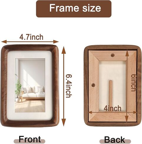 6X8 Natural Wood Picture Frames,Tabletop Wooden Photo Frame with Mat,Display Pictures 5x7 with Mat or 6x8 Without Mat,Vertical or Horizontal Display,Walnut in Saudi Arabia