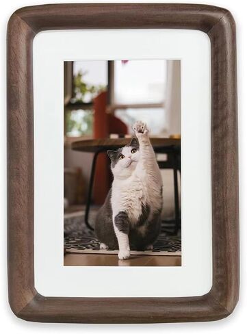 6X8 Natural Wood Picture Frames,Tabletop Wooden Photo Frame with Mat,Display Pictures 5x7 with Mat or 6x8 Without Mat,Vertical or Horizontal Display,Walnut in Saudi Arabia