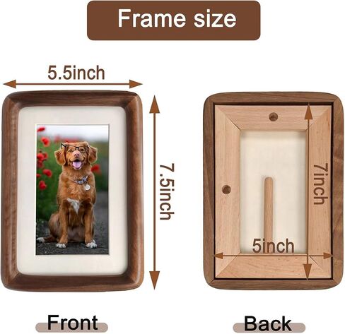 6X8 Natural Wood Picture Frames,Tabletop Wooden Photo Frame with Mat,Display Pictures 5x7 with Mat or 6x8 Without Mat,Vertical or Horizontal Display,Walnut in Saudi Arabia