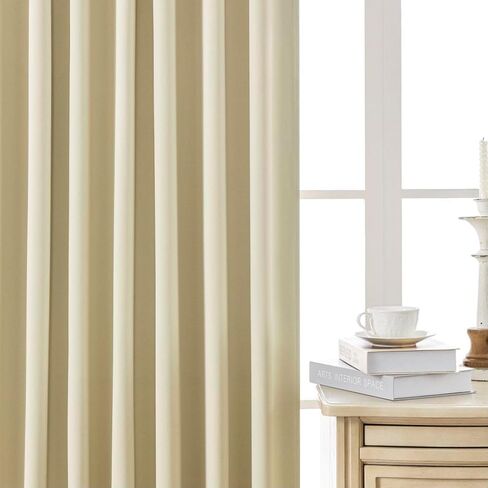 Joydeco ستائر تعتيم سوداء بطول 96 بوصة، ستائر معتمة بطول 96 بوصة مكونة من لوحتين لغرفة النوم، ستائر تعتيم الغرفة وستائر لنافذة غرفة المعيشة (عرض 52 × طول 96 بوصة، أسود) in Kuwait