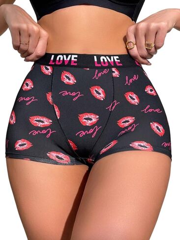 SOLY HUX Women's Graphic Female Boxer Briefs, Funny Boy Shorts Panties for Teen Girls, Cute Novelty Underwear for Women in Saudi Arabia