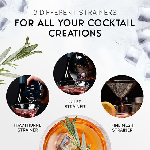 Cocktail Shaker Set 18 Piece, Mixology Equipment, All-in-One Cocktail Set, Drink Shaker, Strainers and Essential Bar Tools, Bar Set for Beginner & Professional Use, Gold - WinterCastle Enterprises in Saudi Arabia