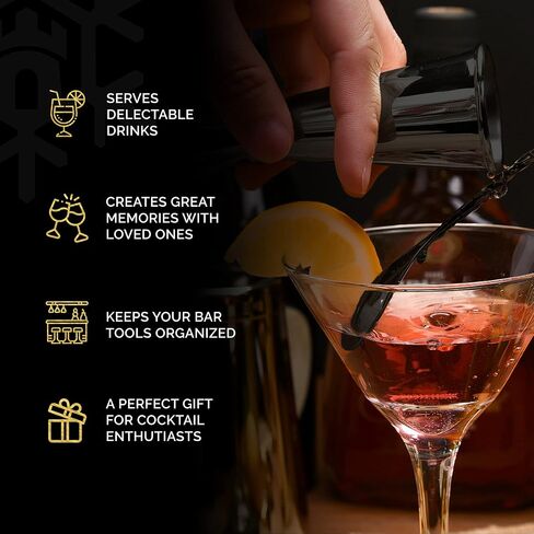 Cocktail Shaker Set 18 Piece, Mixology Equipment, All-in-One Cocktail Set, Drink Shaker, Strainers and Essential Bar Tools, Bar Set for Beginner & Professional Use, Gold - WinterCastle Enterprises in Saudi Arabia