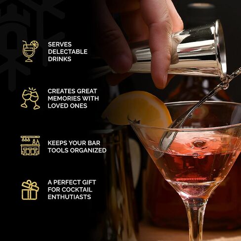 Cocktail Shaker Set 18 Piece, Mixology Equipment, All-in-One Cocktail Set, Drink Shaker, Strainers and Essential Bar Tools, Bar Set for Beginner & Professional Use, Gold - WinterCastle Enterprises in Saudi Arabia