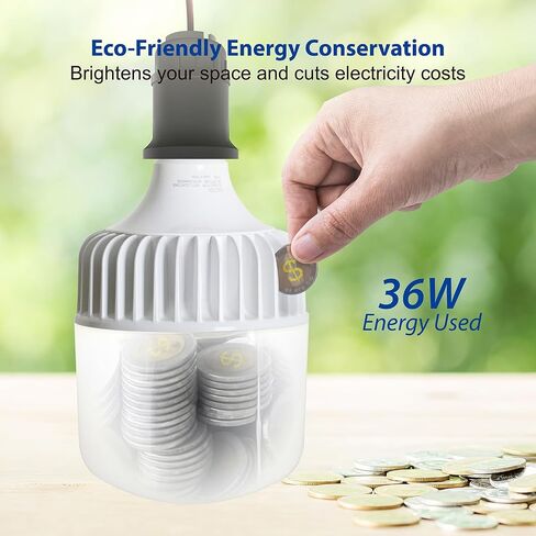 لمبة إضاءة LED، ما يعادل 36 وات، 5000 لومن، ضوء نهاري أبيض 5000 ك، عمر افتراضي يصل إلى 50000 ساعة، غير قابلة لتعديل الضوء، قاعدة قياسية E26، للمستودع أو ورشة العمل أو المرآب، قطعة واحدة in Saudi Arabia