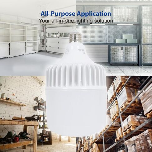 لمبة إضاءة LED، ما يعادل 36 وات، 5000 لومن، ضوء نهاري أبيض 5000 ك، عمر افتراضي يصل إلى 50000 ساعة، غير قابلة لتعديل الضوء، قاعدة قياسية E26، للمستودع أو ورشة العمل أو المرآب، قطعة واحدة in Saudi Arabia