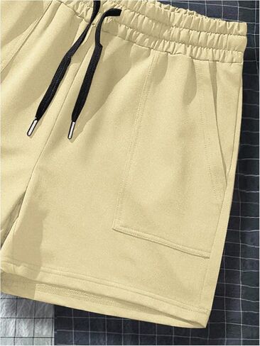 OYOANGLE Men's Solid Summer Drawstring Waist Shorts Active Athletic Workout Gym Shorts in Saudi Arabia