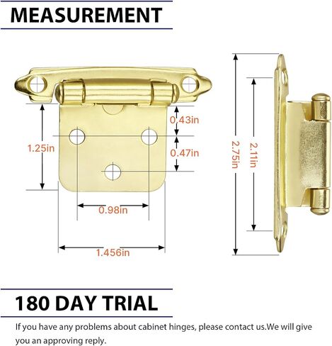 5 Pair(10 Pack) Cabinet Door Hinges -Brushed Brass Door Hinges for Kitchen Cabinets homdiy Self Closing Door Hinges in Saudi Arabia