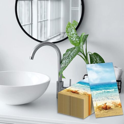 Nautical Beach Napkin Sea Shells Tropical Ocean Hand Napkin Sea Shore Disposable Napkin For Seashells Spa Party Baby Shower Summer Holiday Party Bathroom Hotel Coastal Decorative Towels（100PCS） in Saudi Arabia