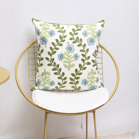 Set of 2 Embroidered Decorative Throw Pillow Covers Couch Square Pillowcases Cushion for Bedroom Sofa Farmhouse Decor 18x18 Inch (Big Butterfly) in Saudi Arabia