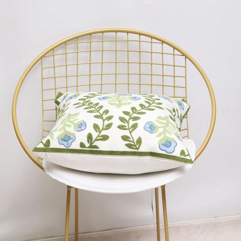 Set of 2 Embroidered Decorative Throw Pillow Covers Couch Square Pillowcases Cushion for Bedroom Sofa Farmhouse Decor 18x18 Inch (Big Butterfly) in Saudi Arabia
