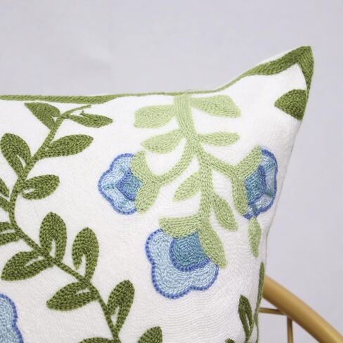 Set of 2 Embroidered Decorative Throw Pillow Covers Couch Square Pillowcases Cushion for Bedroom Sofa Farmhouse Decor 18x18 Inch (Big Butterfly) in Saudi Arabia