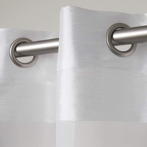 Exclusive Home Navaro Striped Sheer Grommet Top Curtain Panel Pair, 54"x63", White in Saudi Arabia