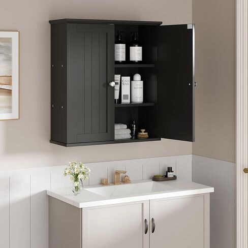 Shintenchi Bathroom Wall Cabinet, Space Saving Medicine Cabinet, Over The Toilet Storage with 2 Door & 3-Tier Storage Space, White in Saudi Arabia