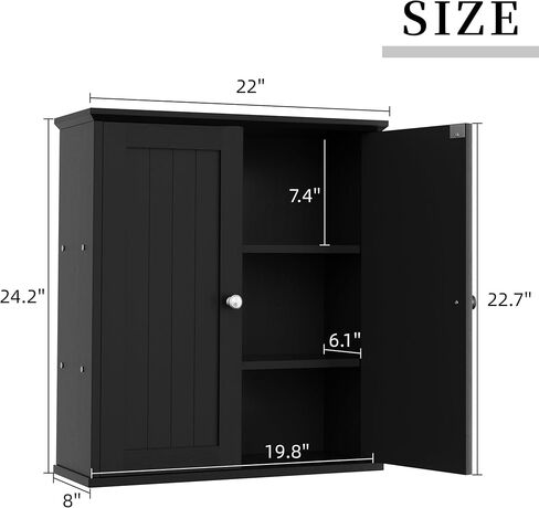 Shintenchi Bathroom Wall Cabinet, Space Saving Medicine Cabinet, Over The Toilet Storage with 2 Door & 3-Tier Storage Space, White in Saudi Arabia
