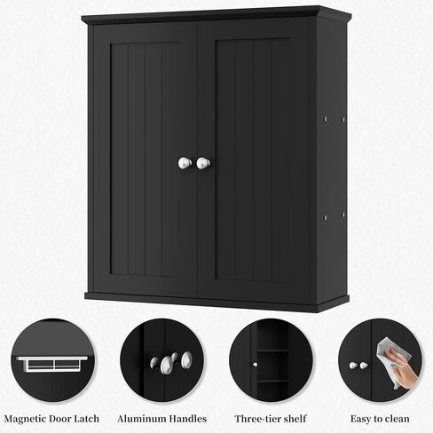 Shintenchi Bathroom Wall Cabinet, Space Saving Medicine Cabinet, Over The Toilet Storage with 2 Door & 3-Tier Storage Space, White in Saudi Arabia